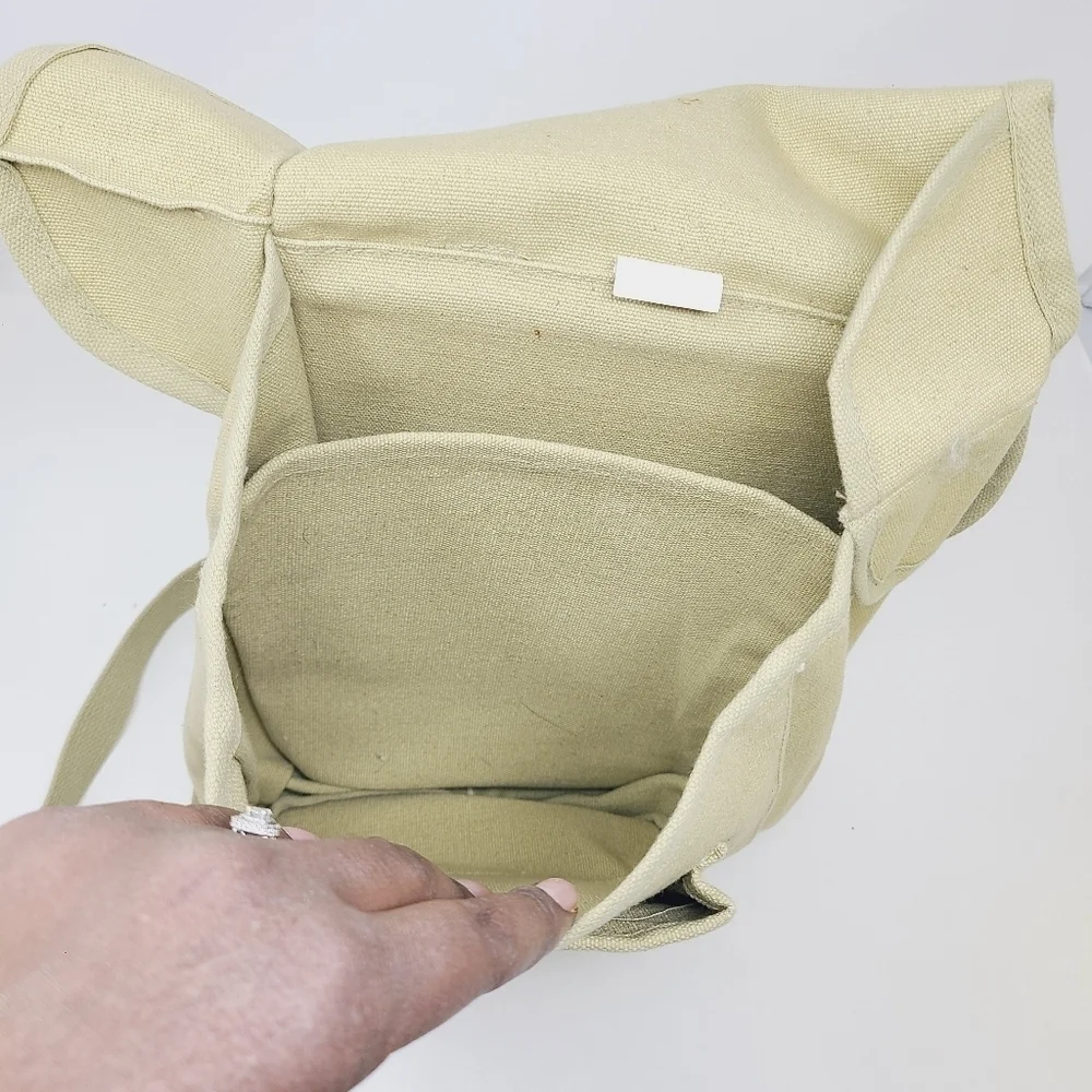 Unbranded | Unisex Vintage Beige Canvas Shoulder Bookbag or Backpack (One Size)
